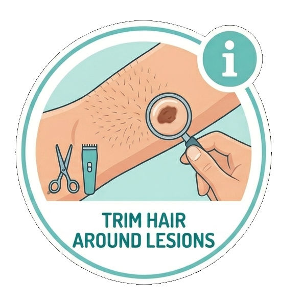 Trim hair around lesions graphic